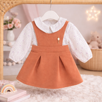 CONJUNTO BEBÊ MENINA BLUSA E SALOPETE EM JACQUARD