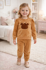 CONJUNTO INFANTIL MENINA BLUSA E CALÇA EM VELUDO 