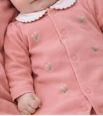 KIT BEBÊ MENINA MACACÃO E MANTA TULIPA BORDADA ALGODÃO EGÍPCIO