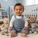 JARDINEIRA MENINO ESTAMPADA BEAR COM BODY BRANCO
