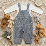 JARDINEIRA MENINO ESTAMPADA BEAR COM BODY BRANCO