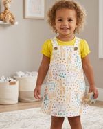 CONJUNTO CURTO INFANTIL MENINA SALOPETE ESTAMPADA COM BODY 