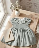 VESTIDO INFANTIL EM ALGODÃO COM GOLA BORDADA