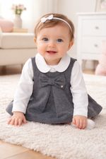 CONJUNTO BEBÊ MENINA BODY E VESTIDO EM VELUDO