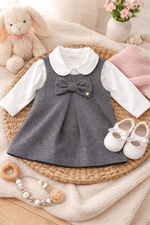 CONJUNTO BEBÊ MENINA BODY E VESTIDO EM VELUDO