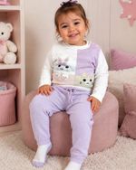 CONJUNTO INFANTIL MENINA BLUSA E CALÇA EM TRICÔ BICHINHOS