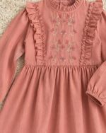 VESTIDO INFANTIL FLORAL BORDADO MANGA LONGA DELICADO
