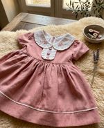 VESTIDO INFANTIL ROSA GOLA BORDADA PARA FESTA