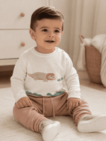CONJUNTO INFANTIL MENINO EM TRICÔ DINOSSAUROS COM CALÇA