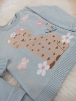 CONJUNTO INFANTIL MENINA ONCINHA FLORAL AZUL EM TRICÔ
