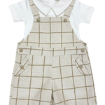 CONJUNTO CLÁSSICO INFANTIL MENINO BODY COM GOLA E JARDINEIRA
