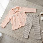 Conjunto Infantil Menina Blusa de Frio com Laços e Calça