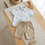 CONJUNTO INFANTIL MENINO CAMISA E BERMUDA SAFARI