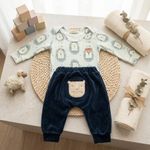 CONJUNTO BEBÊ BODY ESTAMPADO CALÇA BUMBUM BORDADO LEÃOZINHO