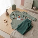 CONJUNTO BEBÊ BODY E CALÇA TIGER VERDE LISTRADO