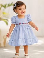 VESTIDO INFANTIL COM LISTRAS E BORDADO