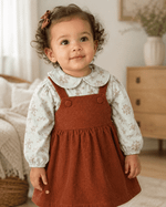 SALOPETE TERRACOTA COM BLUSA ESTAMPADA INFANTIL MENINA