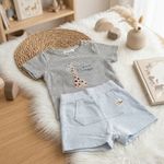 CONJUNTO BEBÊ MENINO BERMUDA E BODY LISTRADO GIRAFINHA