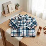 CAMISA INFANTIL XADREZ AZUL FLANELADA