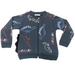 JAQUETA DE TRICÔ MARINHO INFANTIL MENINO ESTAMPA DINOSSAUROS