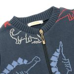JAQUETA DE TRICÔ MARINHO INFANTIL MENINO ESTAMPA DINOSSAUROS