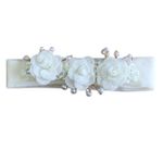 FAIXA DE CABELO BEBÊ COM FLORES E PÉROLAS