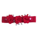FAIXA DE CABELO BEBÊ COM FLORES E PÉROLAS