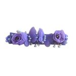 FAIXA DE CABELO BORBOLETA FLORES DE CETIM E PÉROLAS