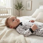 MACACÃO BEBÊ MENINO ESTAMPA DE CACHORRINHOS ABERTURA EM ZÍPER