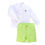 CONJUNTO BEBÊ MENINO BATA BRANCA E BERMUDA  EM SARJA 