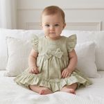 VESTIDO BEBÊ FOLHAGEM VERDE COM CALCINHA