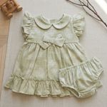 VESTIDO INFANTIL FOLHAGEM VERDE COM CALCINHA