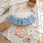VESTIDO DE FESTA INFANTIL EM ALGODÃO E TULE