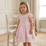 VESTIDO INFANTIL ROSA BORDADO