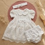 VESTIDO INFANTIL CELEBRAR KATE COM BORDADO FLORAL E TAPA-FRALDA