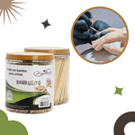 Kit Lixa Unha E Palito Bamboo Ponta Ponta Manicure - 100 und