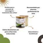 Kit Lixa Unha E Palito Bamboo Ponta Ponta Manicure - 100 und