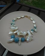 Colar Cascalho Quartzo Azul