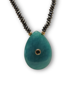 Colar Hematita Pingente Pedra Ouro 18k