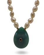 Colar Pérolas Pingente Pedra Ouro18k