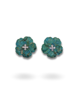 Brinco Flor Turquesa com Zircônia