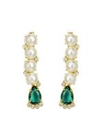 Brinco Ear Cuff Pérolas Esmeralda