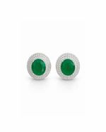 Brinco Oval em Prata 925 com Zircônia Verde