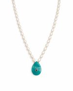 Colar Pérolas Pingente Pedra Ouro18k