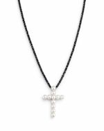 Colar Hematita Pingente Cruz Ouro 18k