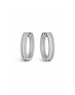 Brinco Argola Cravejada Três Linhas Prata 925