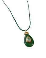 Colar Longo Pingente Gota Verde
