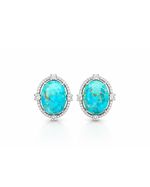 Brinco Oval Turquesa Médio Prata 925