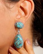Brinco Gota Pendente Turquesa Prata 925