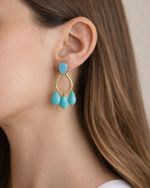 Brinco Três Gotas Pendentes Turquesa